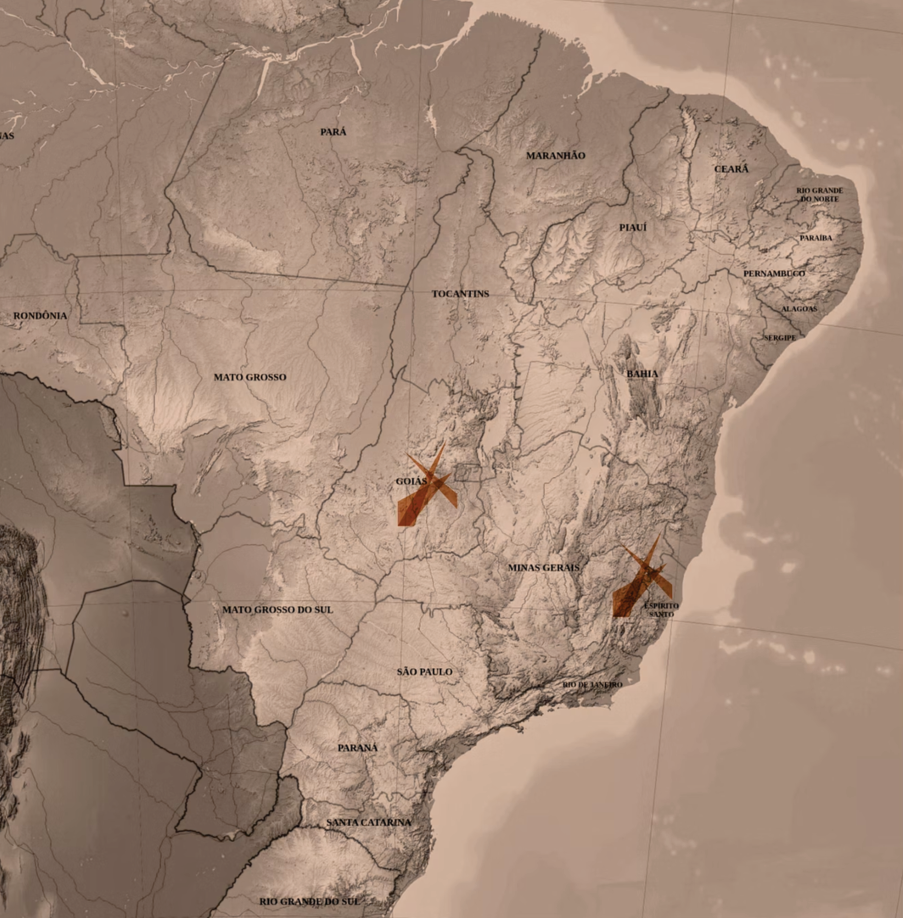 Mapa de escritórios — Goiás e Espírito Santo
